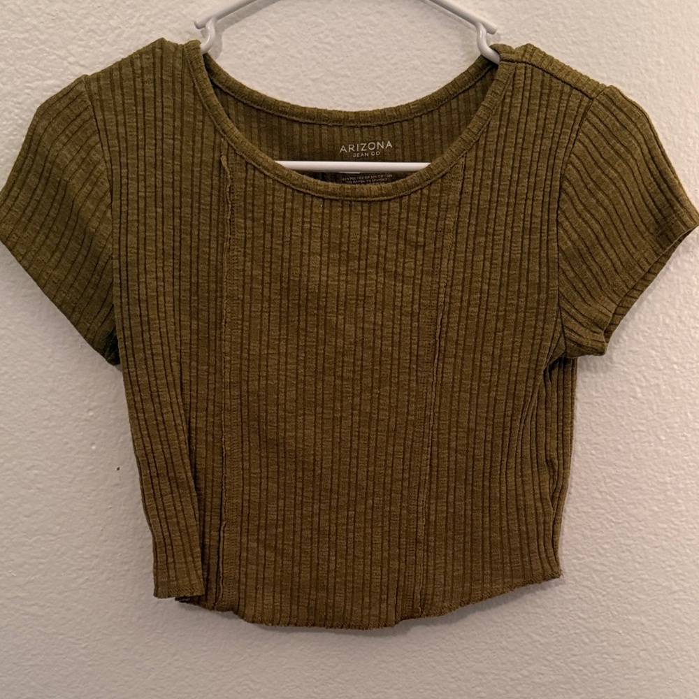 Arizona Jean Company Women’s Green Ribbed Crop Top Small